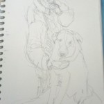 Skizze Herrchen mit Hund von greth-Art, Martina Witting-Greth