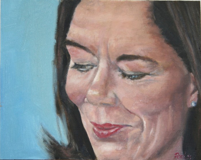 Portrait Annette, Öl auf Hartfaserplatte, 30 x 24 cm, by greth-Art Martina Witting-Greth