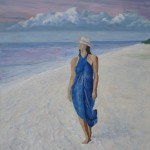 Bild Frau am Strand, Mischtechnik Acryl und Öl auf Karton, 80 x 100 cm, by greth-Art Martina Witting-Greth