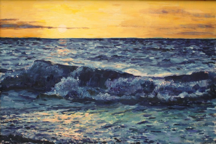 Bild Sonnenuntergang in Dazendorf I, Öl auf Hartfaserplatte, 46,5 x 49,5 cm, by greth-Art Martina Witting-Greth