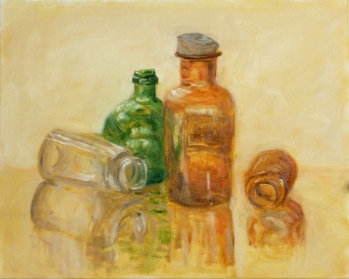 Foto Glassflaschen, 40 x 50 cm, Öl auf Leinwand, by Martina Witting-Greth