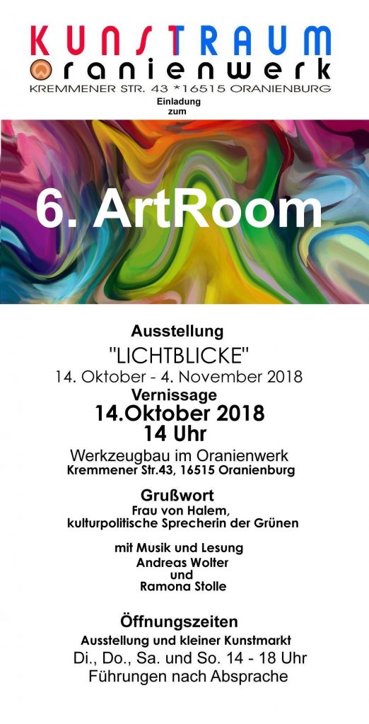 Flyer 6. Artroom 2018 Thema Lichtblicke