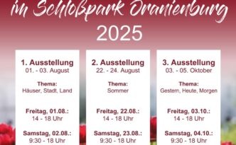 Plakat zu den Ausstellungen des Kunstvereins-Oranienburg e. V. in der Blumenhalle im Schloßpark Oranienburg